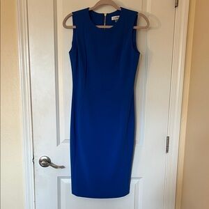 Calvin Klein Cobalt Blue Sleeveless Midi Sheath Dress